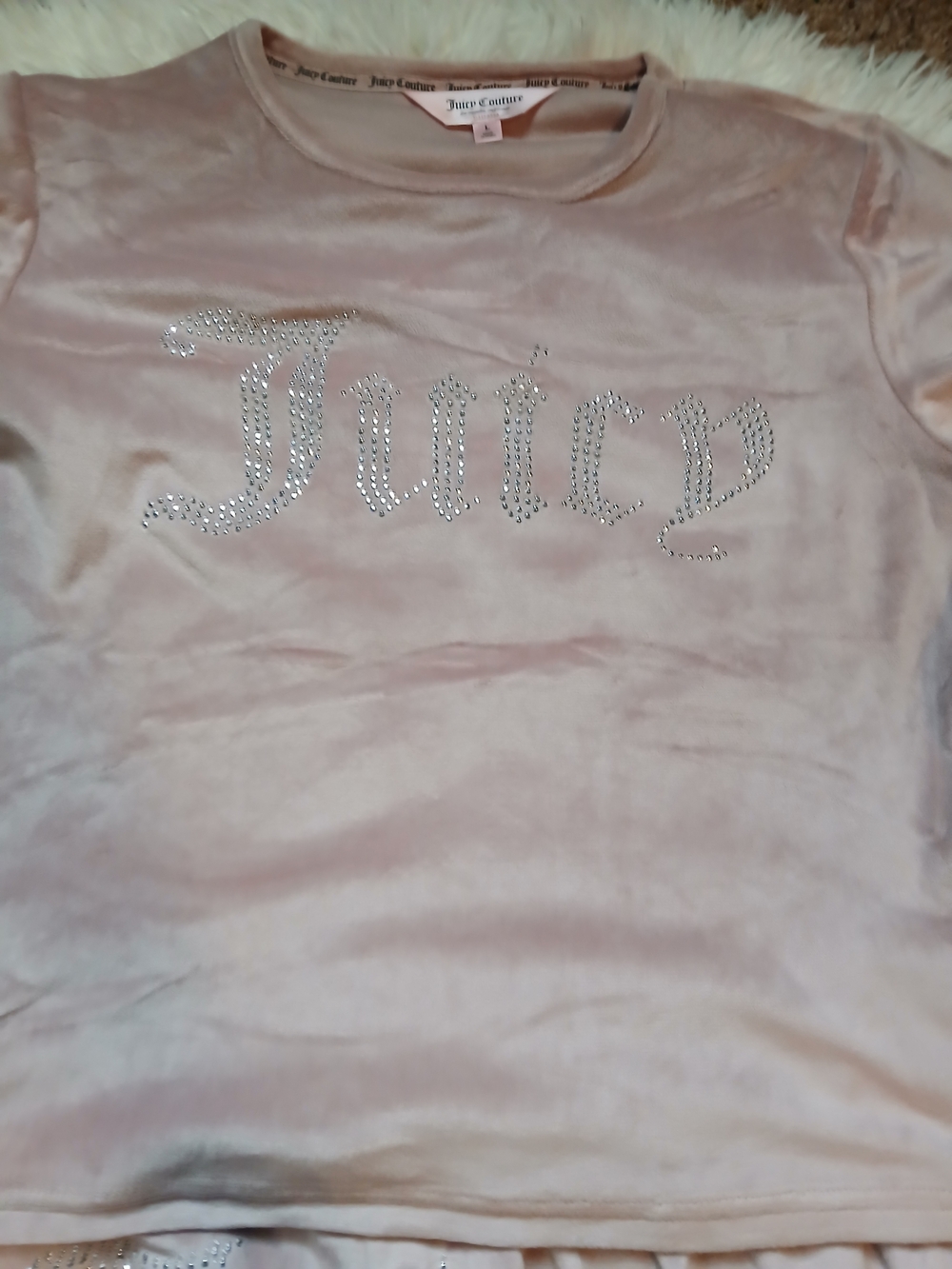 Juicy Couture Blush Pink Velour Rhinestone Logo Pajama Set - Picture 3 of 3